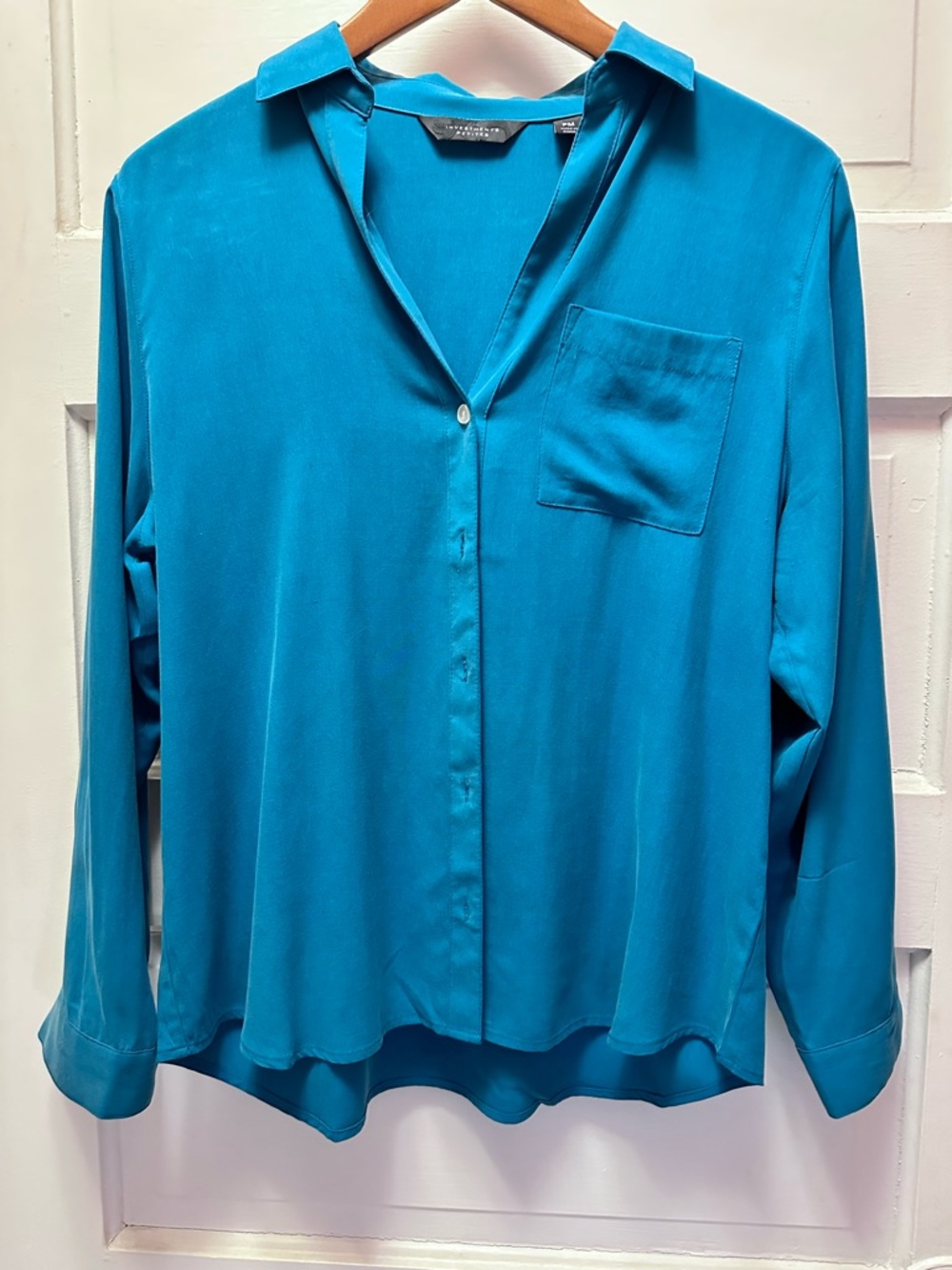 Investments Teal Button-Down Blouse for Women